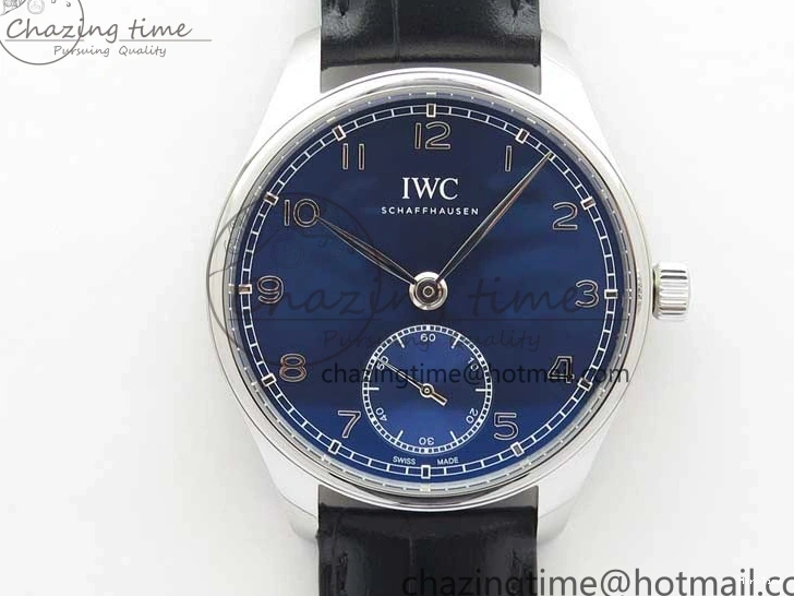 MIROTIME 0519 TimelessDesign Portuguese IW358304 ZF 1:1 Best Edition SS Blue Dial on Leather Strap A 7078
